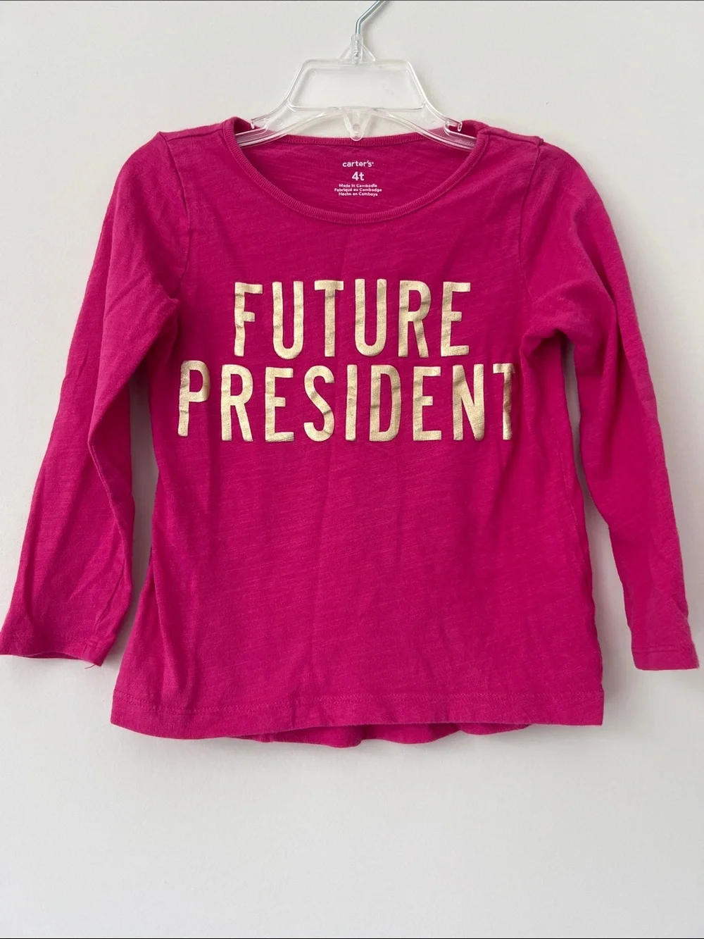 Carter's Hot Pink Long-Sleeve 'Future President' Tee